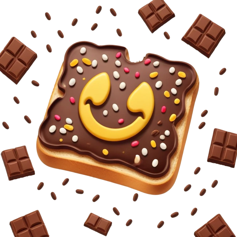 hagelslag-cinematic-realistic-hagelslag-treat-emoji,-depicted-as-crunchy-chocolate-sprinkles-scattered-on-a-slice-of-buttered-bread,-rendered-with-vivid-textures-and-playful,-inviting-lighting. emoji