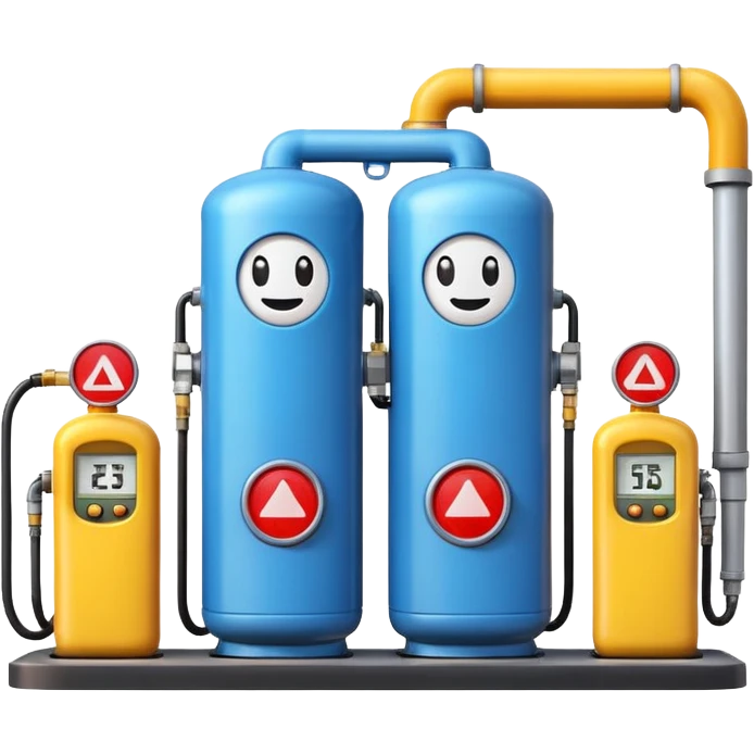 gas distribution station emoji style with a fuel pump and storage tanks emoji