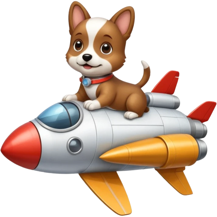Puppy on top of a rocket ship emoji