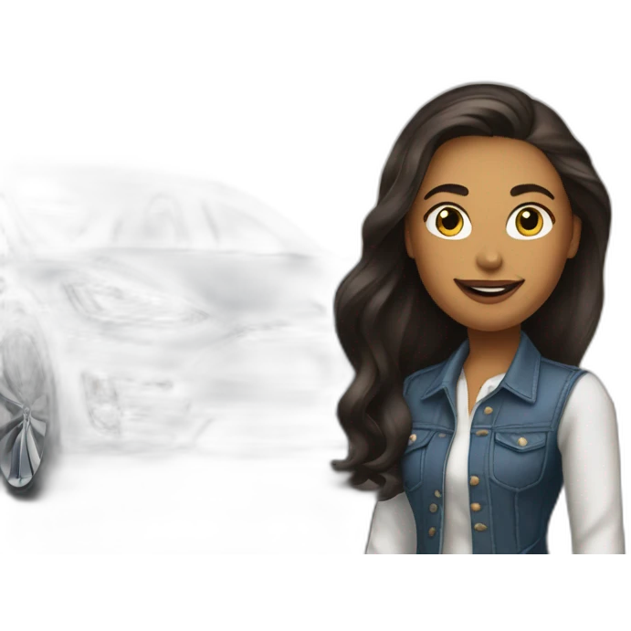 Marianne Lewis in front of Tesla emoji