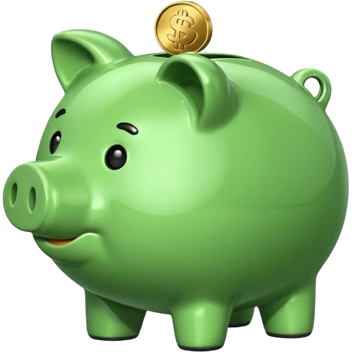 A green piggy bank with a coin slot, indicating savings. emoji