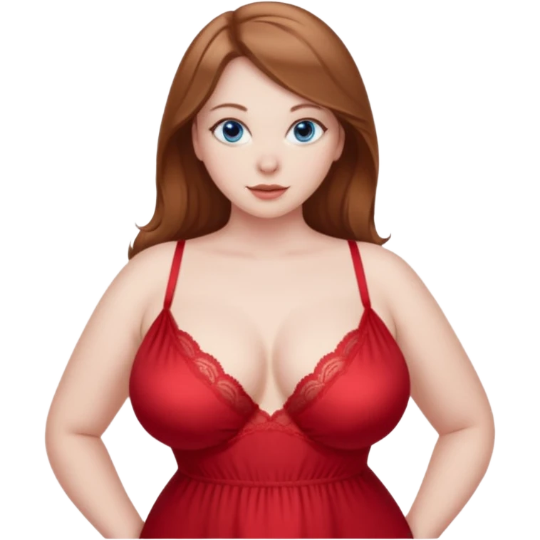 Topless Red nightgown Lingerie curvy big ass light brown hair blue eyes pale skin emoji