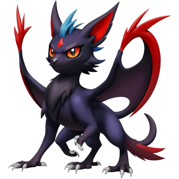 Edgy Cool Litten-Noivern-Noibat-Absol-Pokémon Full Body emoji