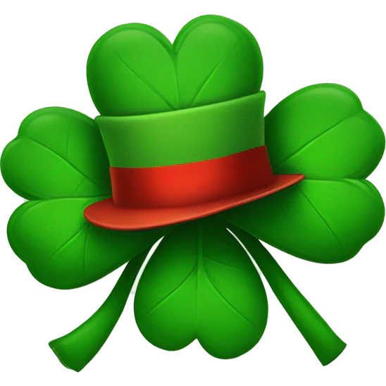 four-leaf clover with christmas hat emoji