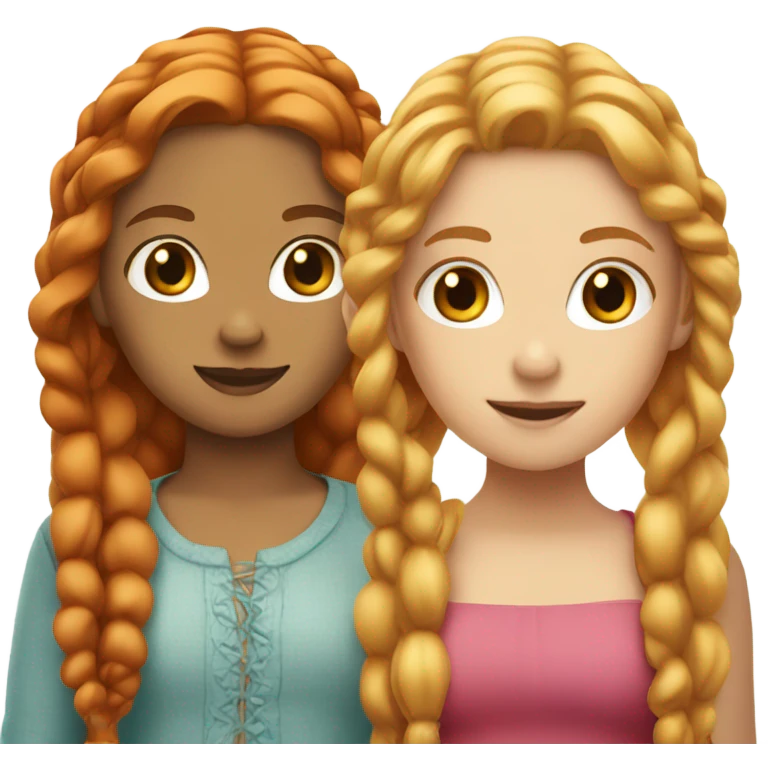 Blonde girl with braids and redhead girl with long wavy hair emoji