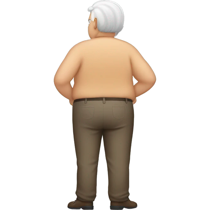 Full body Fat guy with old people hair from behind emoji