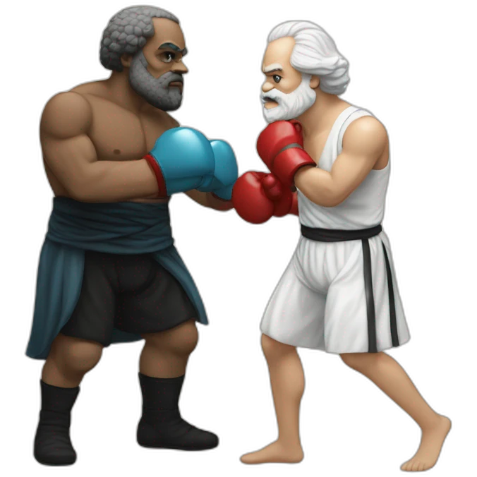 Aristotle boxing with karl Marx emoji