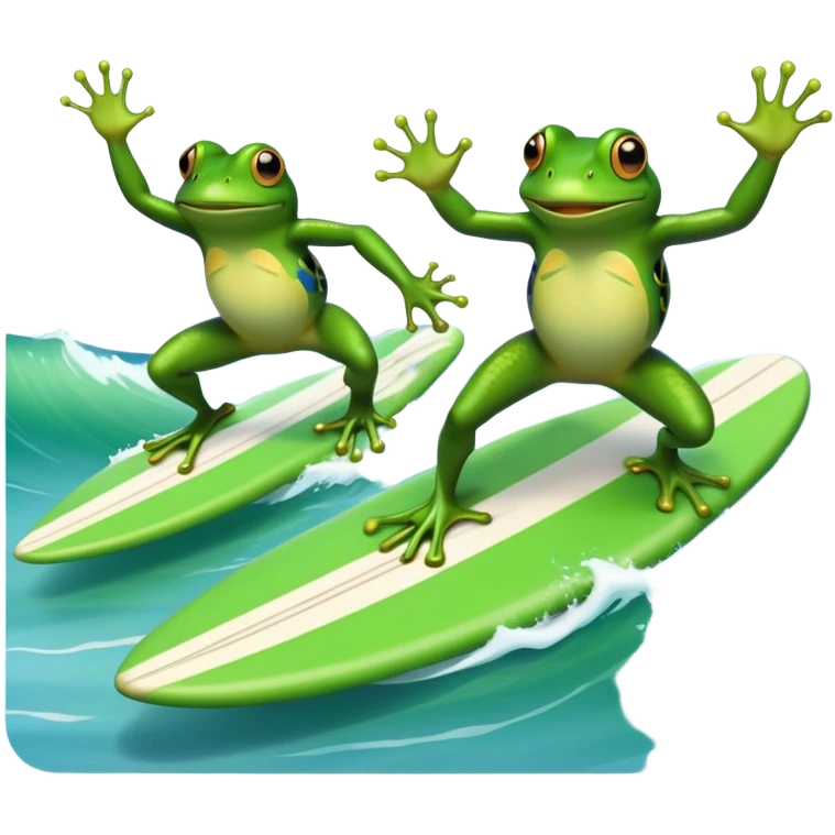 Frogs surfing together emoji