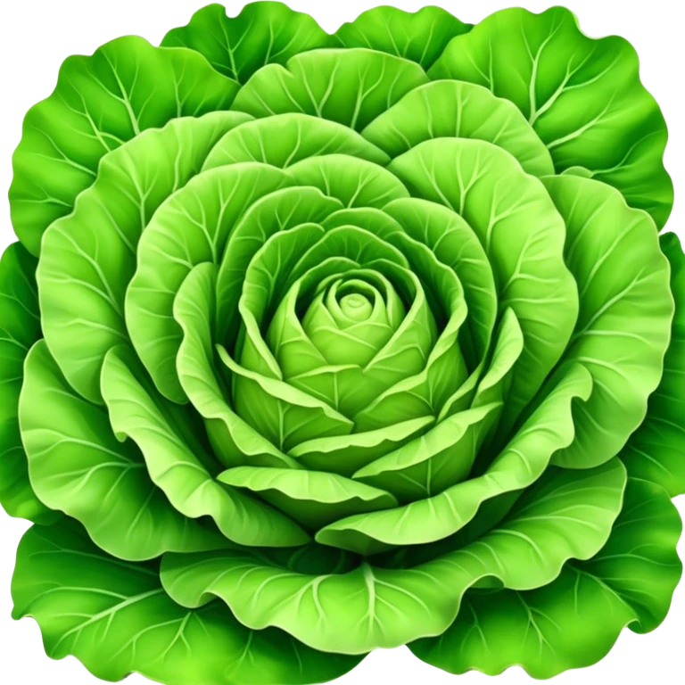 Cinematic crisp green lettuce, fresh and leafy, slightly curled edges, detailed textures, vibrant and refreshing, ultra-realistic and inviting. emoji