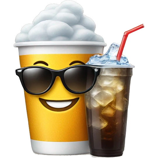 Cup of soda with a smile ans sunglasses emoji