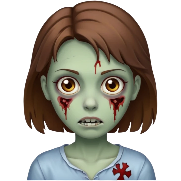 zombie girl Brown hair Brown eyes emoji