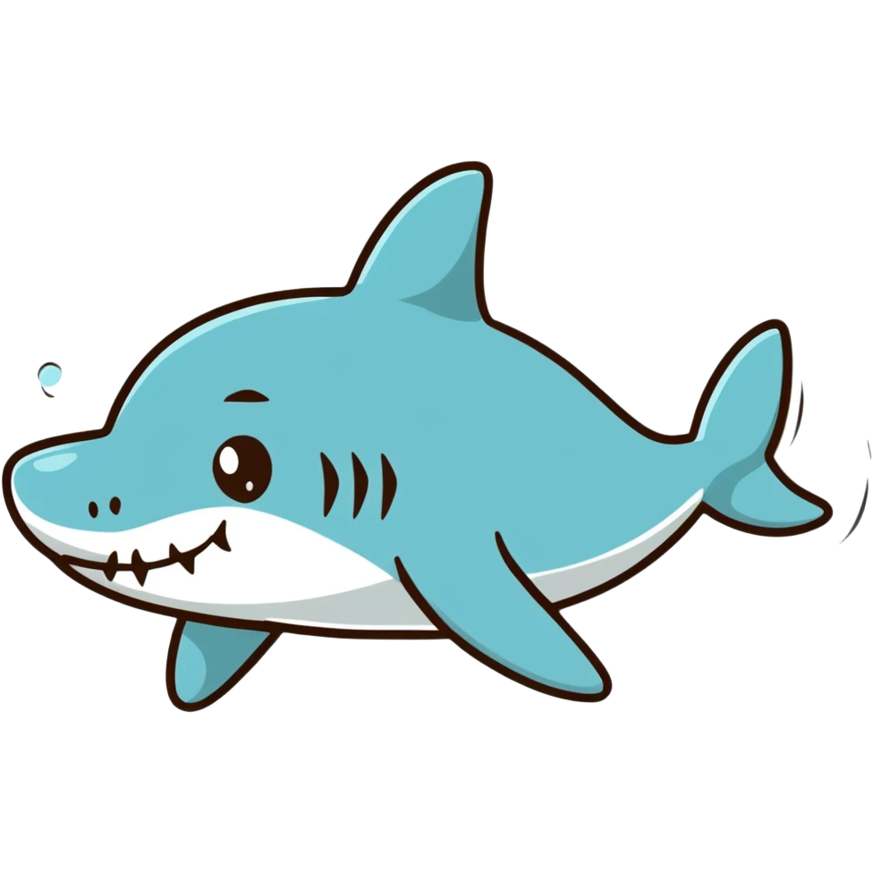 cute cartoon shark swimming emoji