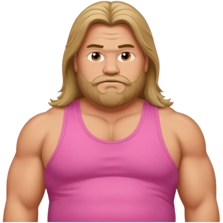 Long hair fat muscle men in pink tank top emoji