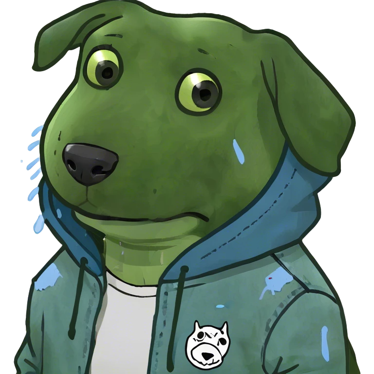 dog wearing a denim tears hoodie  emoji