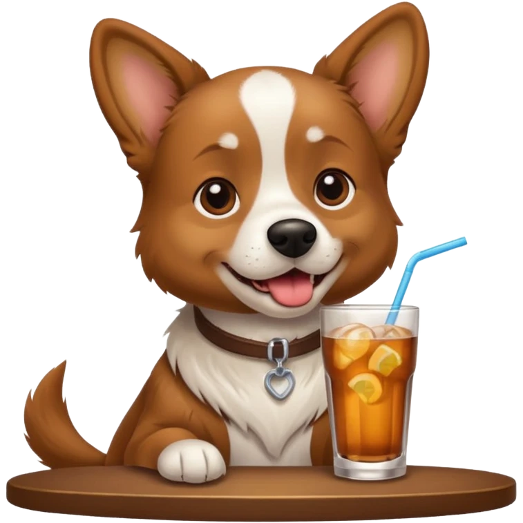 Chien avec une boisson emoji