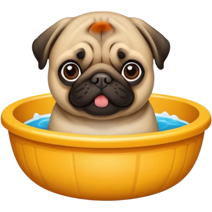 Pug fofo com pote de ração sem nada dentro emoji