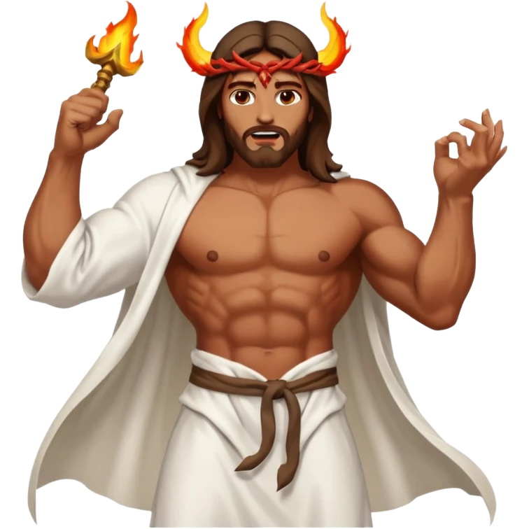 Jesus fighting against the devil emoji