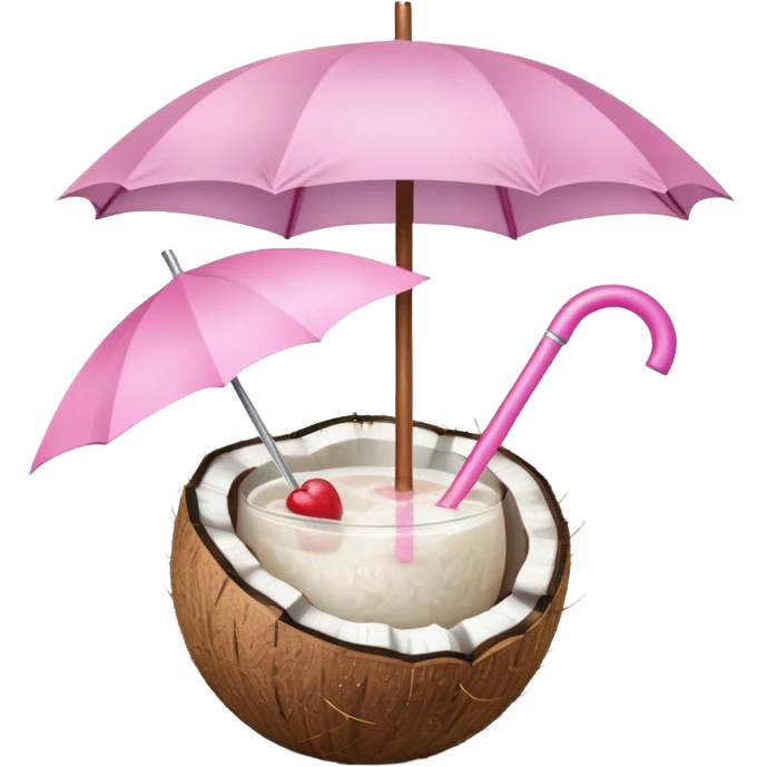 coconut drink with light pink umbrella emoji