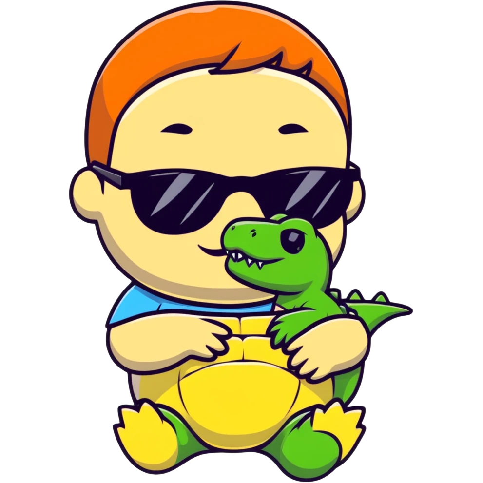 Little cool Baby with Alligator emoji