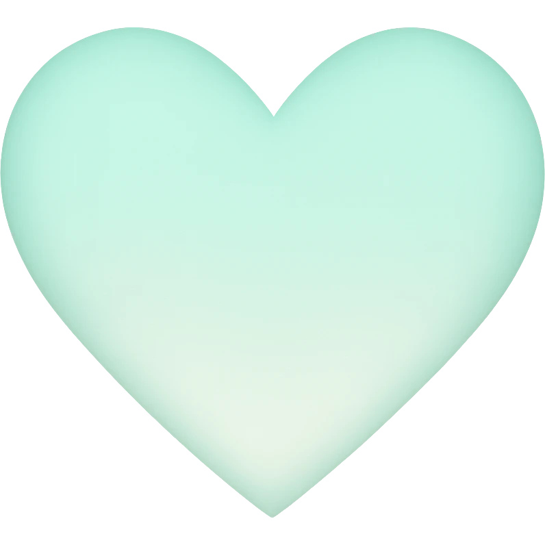 heart with a soft mint gradient, clean digital illustration emoji