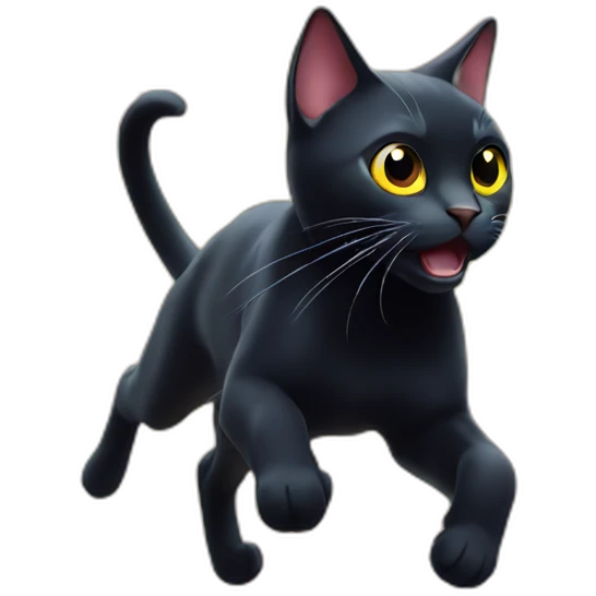 black cat chasing laser light emoji