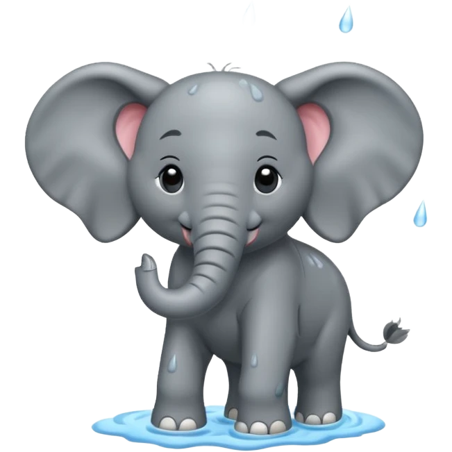 Plying elefant under rain emoji