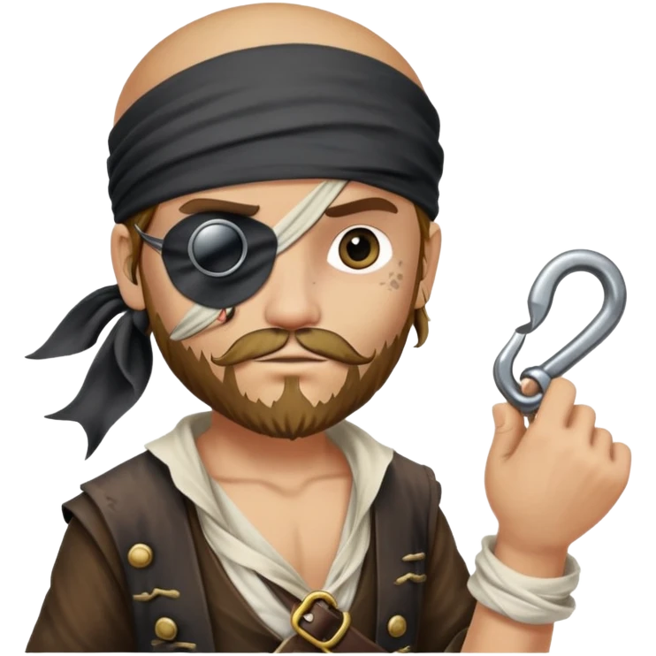 pirate with eye patch and hook hand emoji