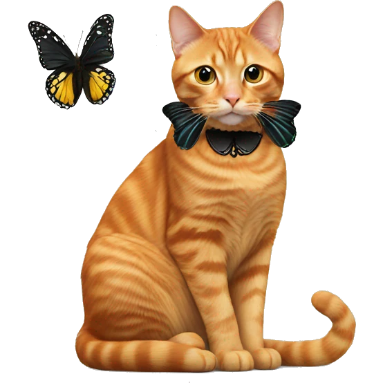 Ginger cat with black butterfly as collar  emoji