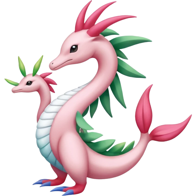 Tropical Pastel Glorious Mezprit-Milotic-Shaymin-Palkia-Pokémon-fusion, full body emoji