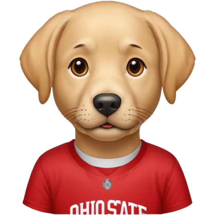 Yellow lab wearing Ohio State shirt emoji