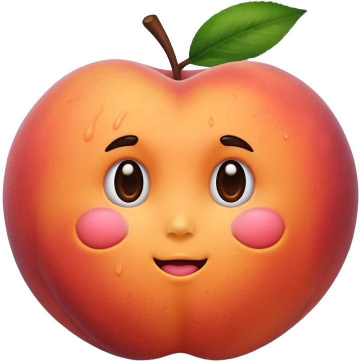 A peach with handmarks with fuzzy hair emoji