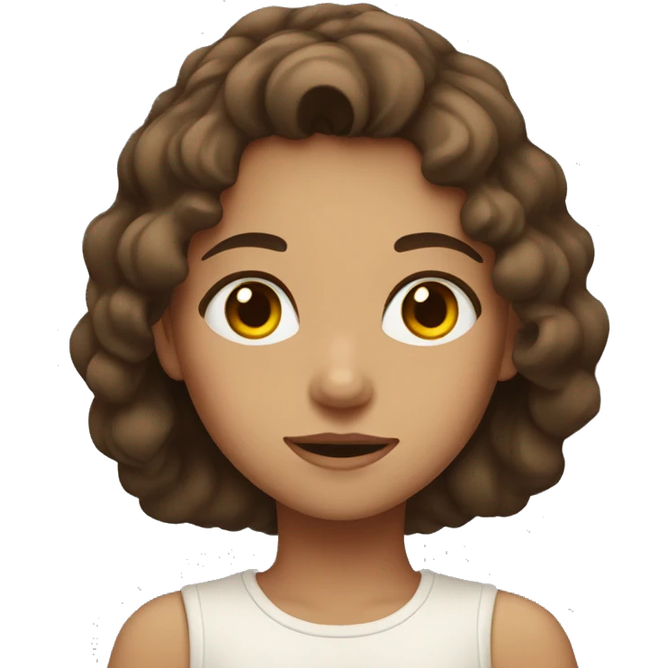 A girl with amber eyes and brown hair.  emoji