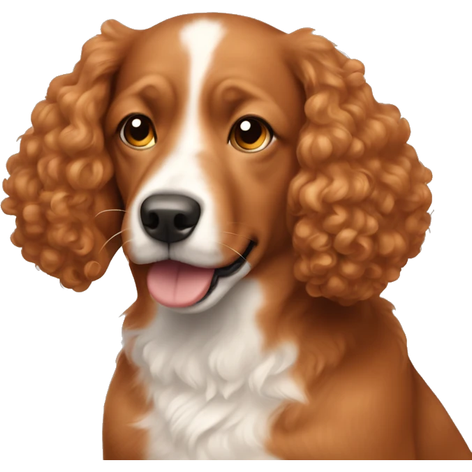Light red dog with curly hair on ears and a white snout emoji