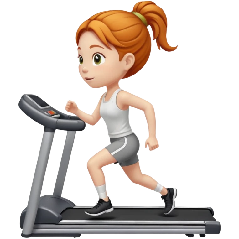 Ginger gym girl low bun treadmill emoji