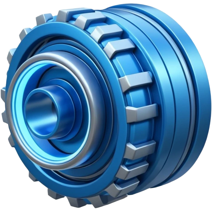 “Futuristic engine emoji, solid thick metal form, visible motion, glowing core, clean modern design. emoji