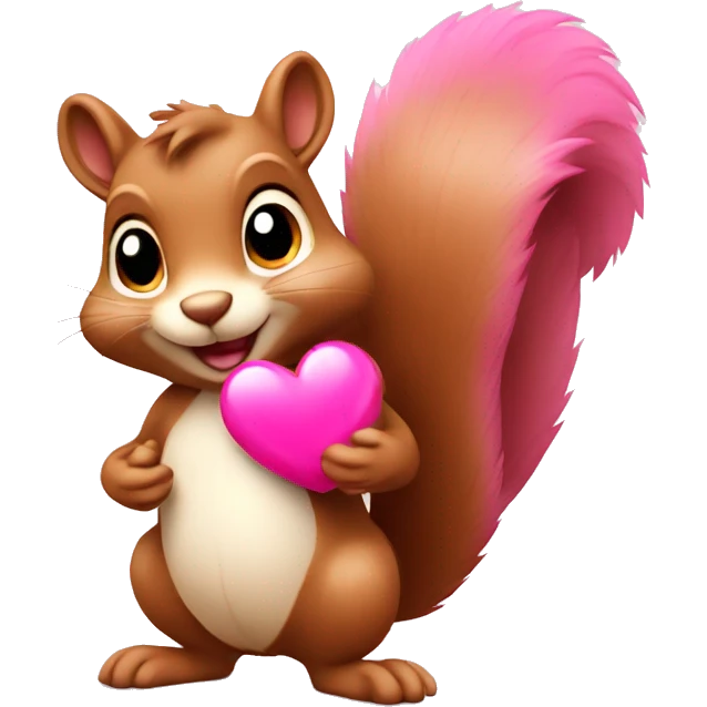 cute squirrel with two pink revolving hearts emoji