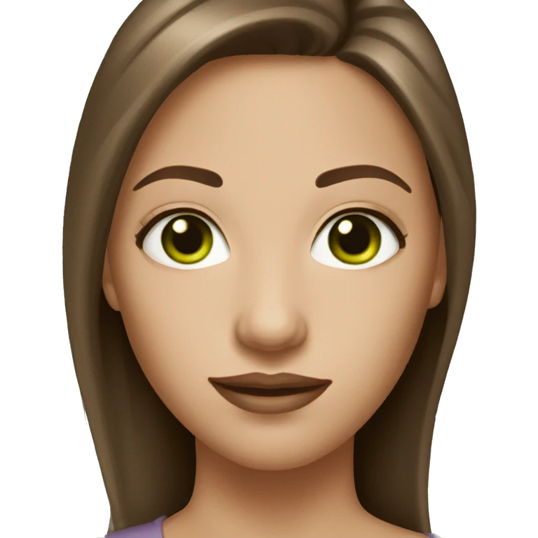 Woman with brown hair and green eyes and light skin  emoji