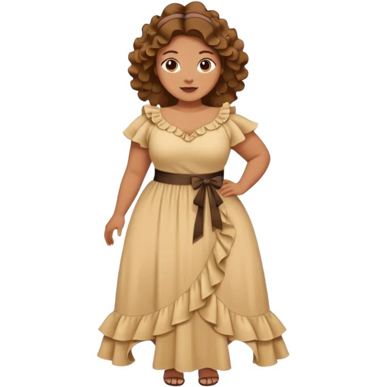 Can you make and she’s wearing a dress like a ruffles and her hand is on her waist and she’s fat emoji