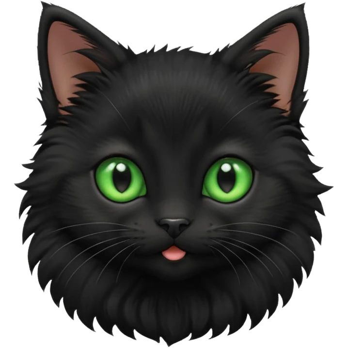 A photo-realistic digital illustration of a cute black kitten emoji
