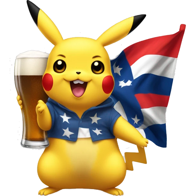 Pikachu con una cerveza y bandera de Suecia  emoji