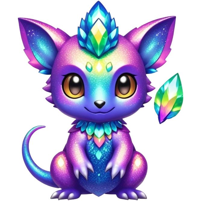 Randomly-colored sparkly exotic chibi Fakémon-creature emoji