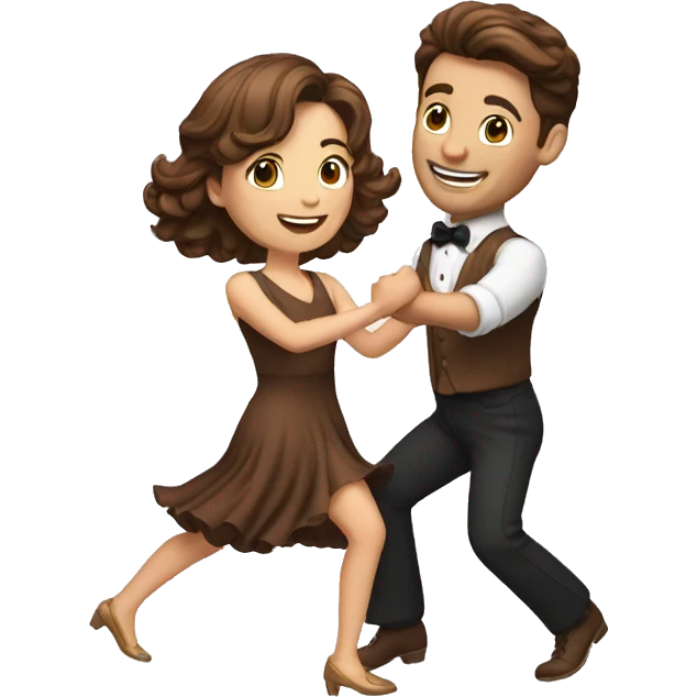 brown hair couple dancing jive emoji