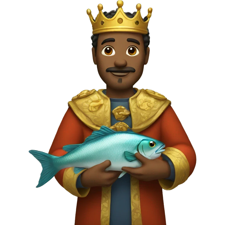 king with fish in hands emoji