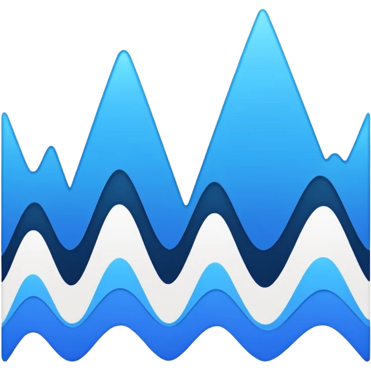 logo on white background showing a waveform morphing into text. Clean blue and white geometric emoji