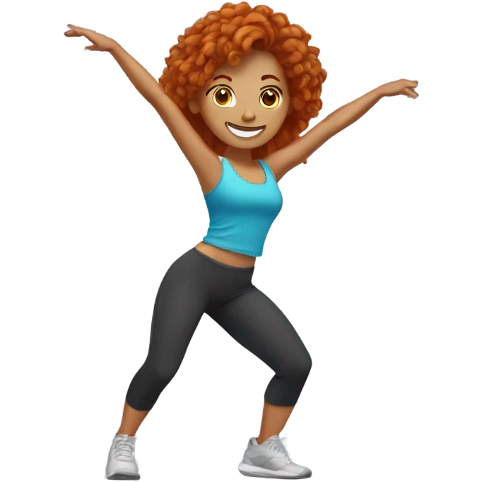Redheaded woman in dance fitness  emoji