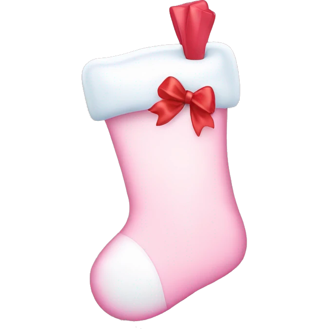  light pink Christmas stocking with bow emoji