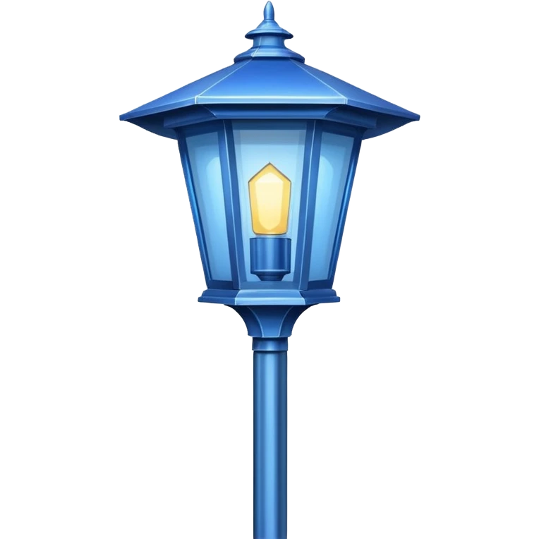 Modern Pole Light + blue halo, Street Lantern. emoji