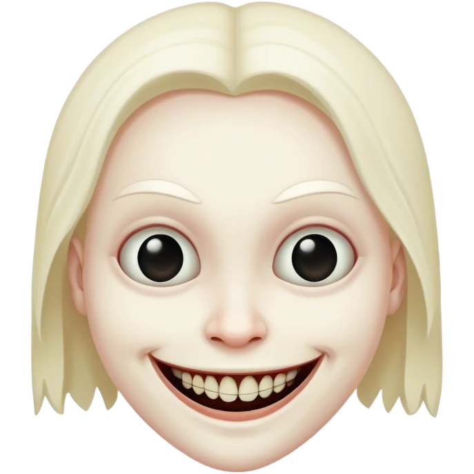 A really creepy face smiling  emoji