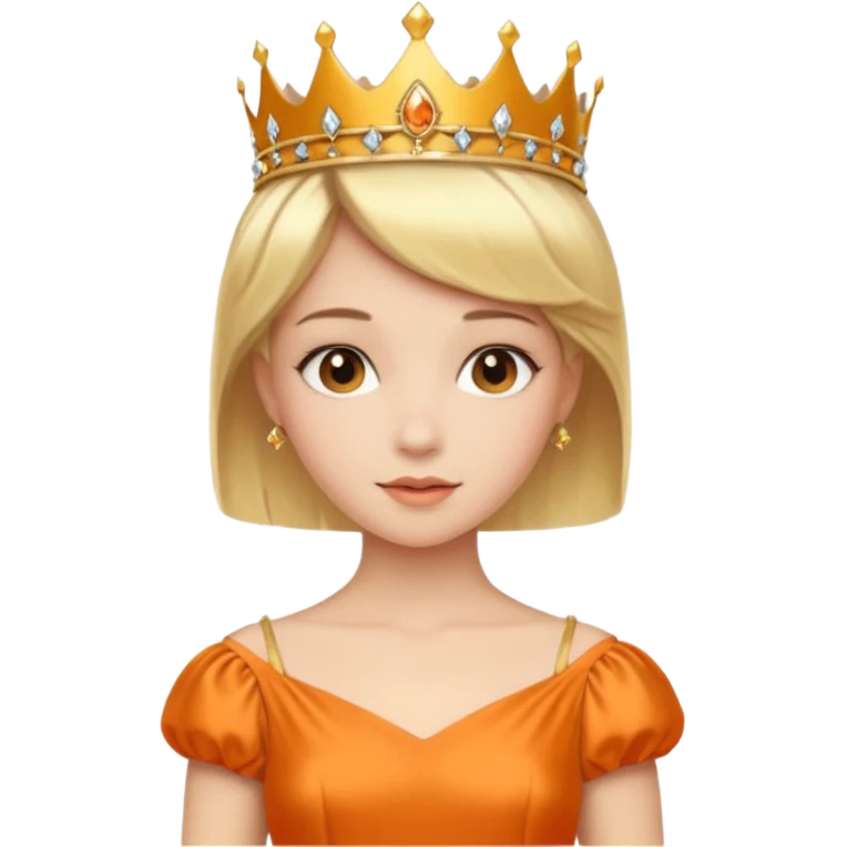 Princess in orange Dress with Tiara, short Blonde Hair emoji