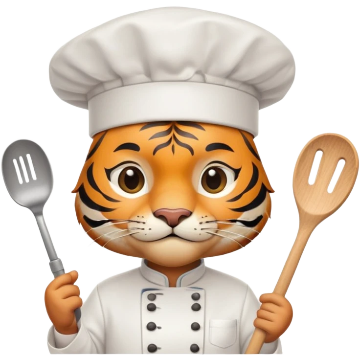 Tiger chef with chef hat and spatula emoji